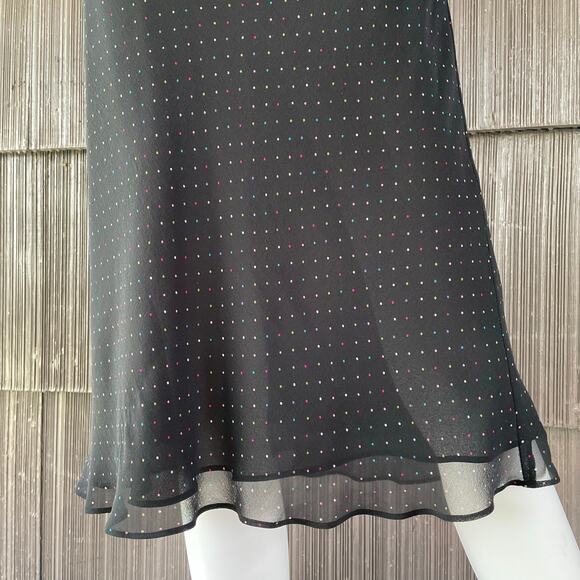 🔥Vintage Y2K Express 100% Silk Polka Dot Faux Wrap Classic Feminine Dress 5/6 - Picture 8 of 16